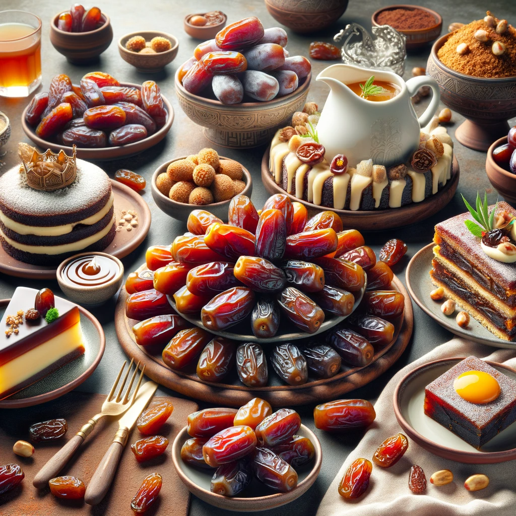 A variety of dates and desserts