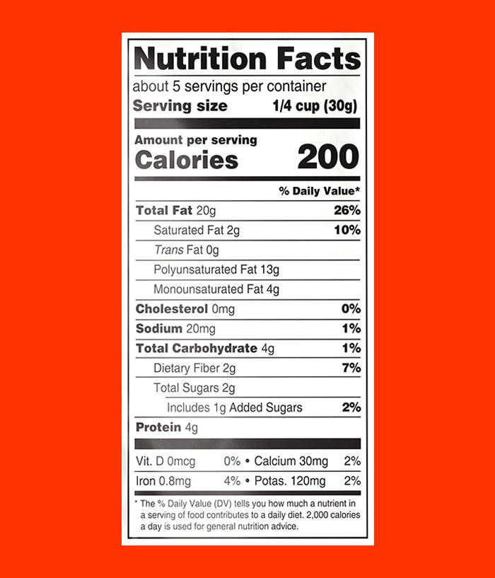 Unbound Roasted Cinnamon Nutrition facts 5oz Pouch