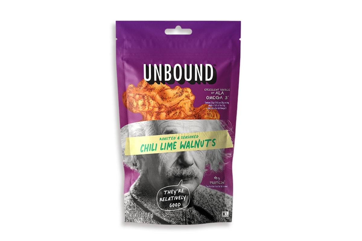 Unbound Chili Lime Walnuts 2.0 Pouch 5oz (front)