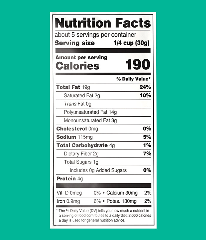 Unbound Sea Salt and Pepper Walnuts 5oz Pouch Nutrition facts